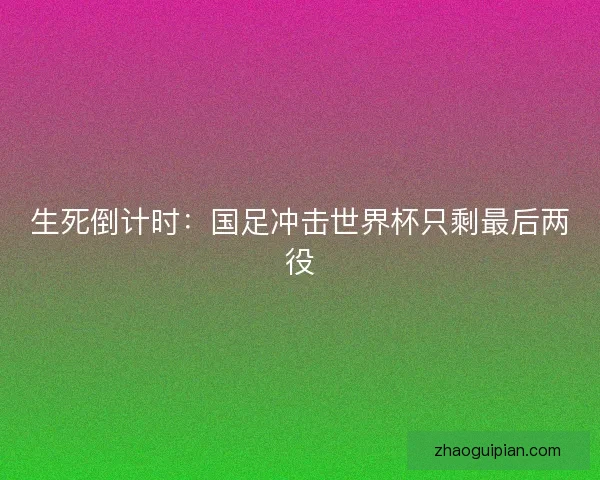 生死倒计时：国足冲击世界杯只剩最后两役